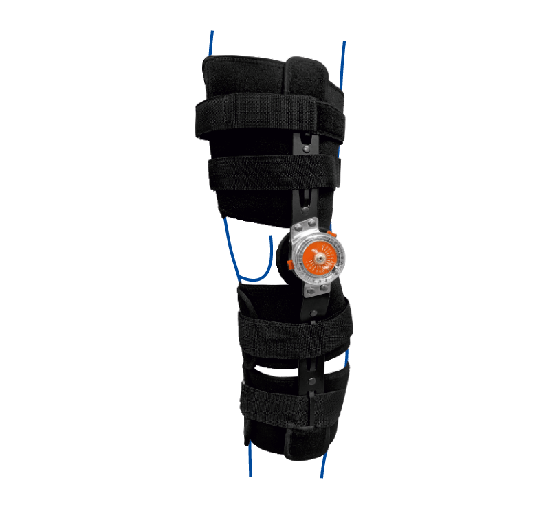 Articulated knee brace with adjustable bending angle